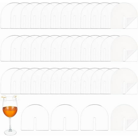 50 Pcs Acrylic Drink Tags House Shape Party Drink Tag Acrylic Drink Marker Blank Wine Glass Disc for Wine Cocktail Party Decorations Family Gathering 1.35x1.35x0.09inch