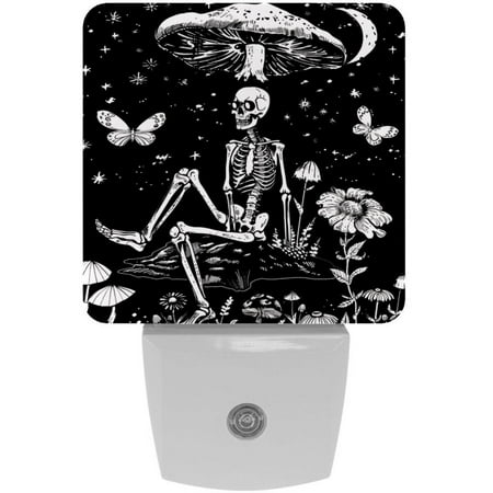 

Plug-in Night Lights Set Of 2 Black White Mushroom Skeleton Galaxy Star Butterflies Automatic Dusk-To-Dawn Sensor LED Nightlights Home Decorative Lamp For Kids Teens Girls Boys Adults