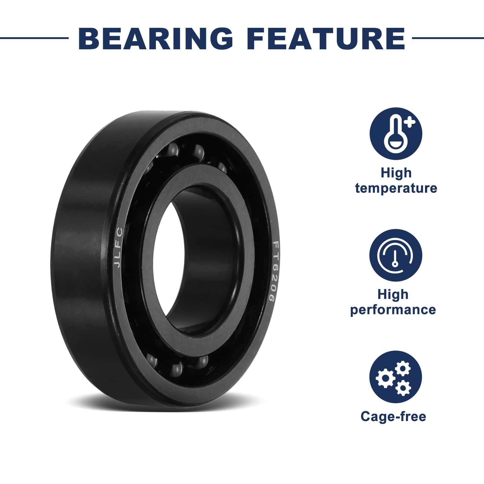 2 Pcs 6206 Deep-Groove Ball Bearings, 29.8x62x16mm Double Metal Shields Precision High-Temperature-Resistant Chrome Steel Bearings for Rolling Mills Ovens Gearboxes