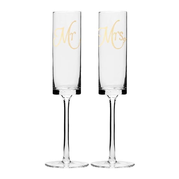 Mr&Mrs Crystal Champagne Flutes Set of 2,Bride & Groom Toasting Glass,Modern&Elegant, Gift for Wedding,Anniversary