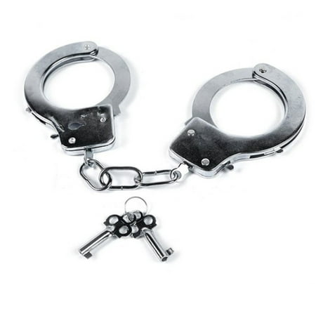 Suction Hand Cuffs Metal Handcuffs with Keys,Kids Play Toy Metal Handcuffs Party Favors for Police Swat Role Play ()