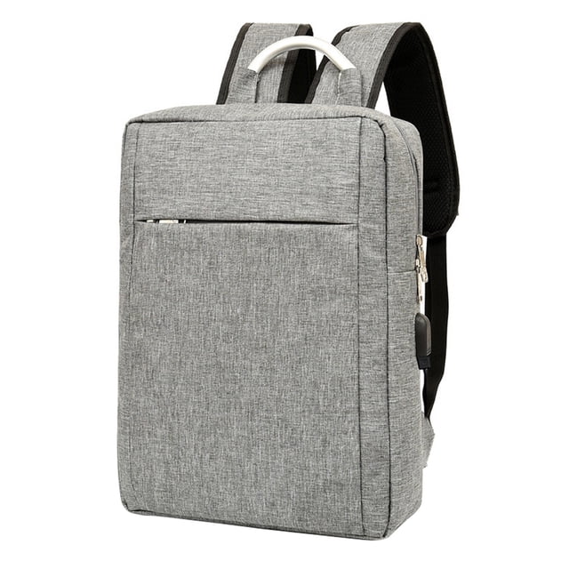 Travel Laptop Backpack with USB Charging Port, Slim Business Backpack for Men Women, Fits 16 Inch Notebook, Black Gray Cloth Daypack for Work Commute Outdoor