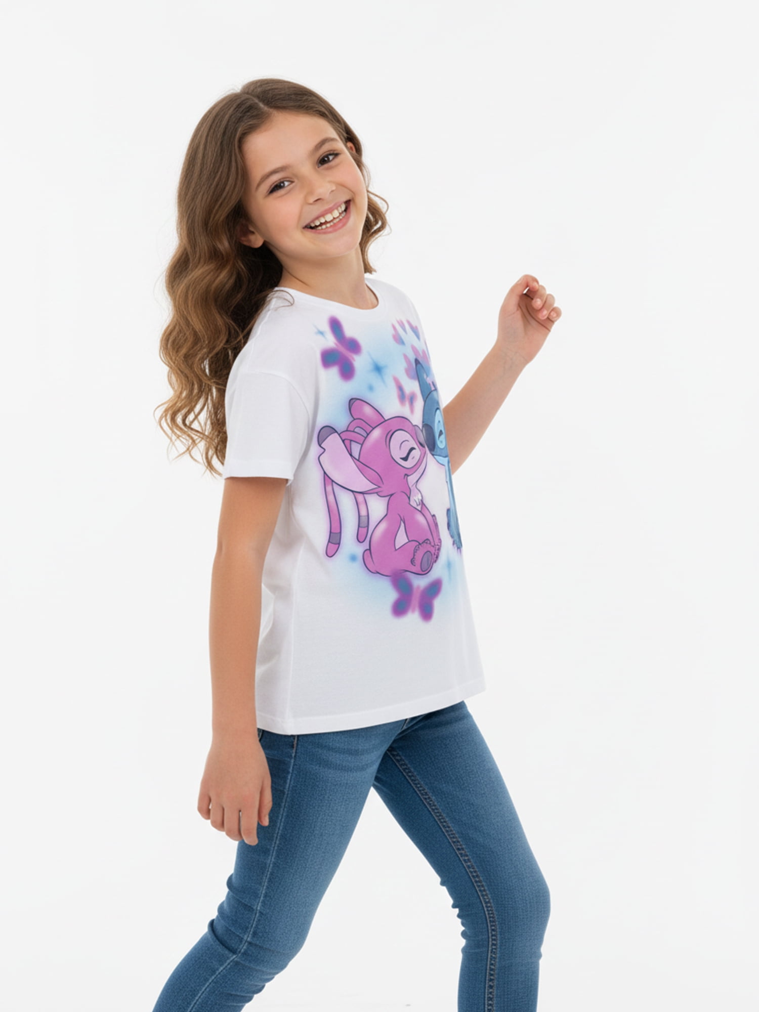 Disney Lilo & Stitch Angels of My Heart Girls Short Sleeve Graphic T-Shirt, Sizes 4-16