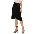 thumbnail image 4 of INSPIRE CHIC Women's Casual Ruffle Hem Asymmetrical High Elastic Waist Wrap Skirt, 4 of 5