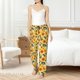 thumbnail image 4 of Balery Green Leaf Sunflower Pantalones de pijama para mujer, pijamas ultraligeros, pantalones de estar por casa-Large, 4 of 6
