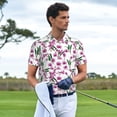 thumbnail image 3 of Yiaed Orchids FlowersPrint Men's Short Sleeve Polo Shirt,Golf Polo for Men Three-Button Golf Shirt Athletic Casual Collared T-Shirt- 3X-Large, 3 of 7