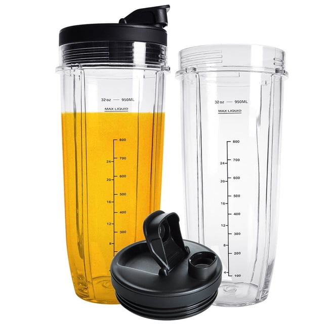 Blender Cups Replacement Parts for Ninja, 32oz Cups with Sip & Seal Lids,Compatible with Ninja Auto IQ Blender BL450 BL480 BL642 BL680 BN801 SS101 SS