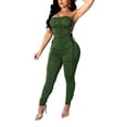 thumbnail image 2 of Women Off Shoulder Romper, Adults Sexy Solid Color Side Cutout Lace Up Ruched Jumpsuit, 2 of 5