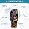 thumbnail image 2 of Yayeee 40oz Stainless Steel Tumbler with Straw and Handle Double-Wall Insulated Travel Water Bottle, Pink Wavy Plaid, 2 of 8