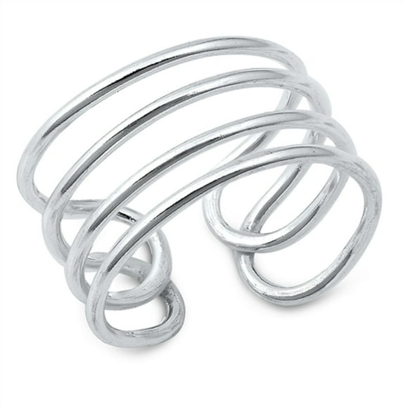 Sterling Silver Intertwined Double Designer Ring Size 9