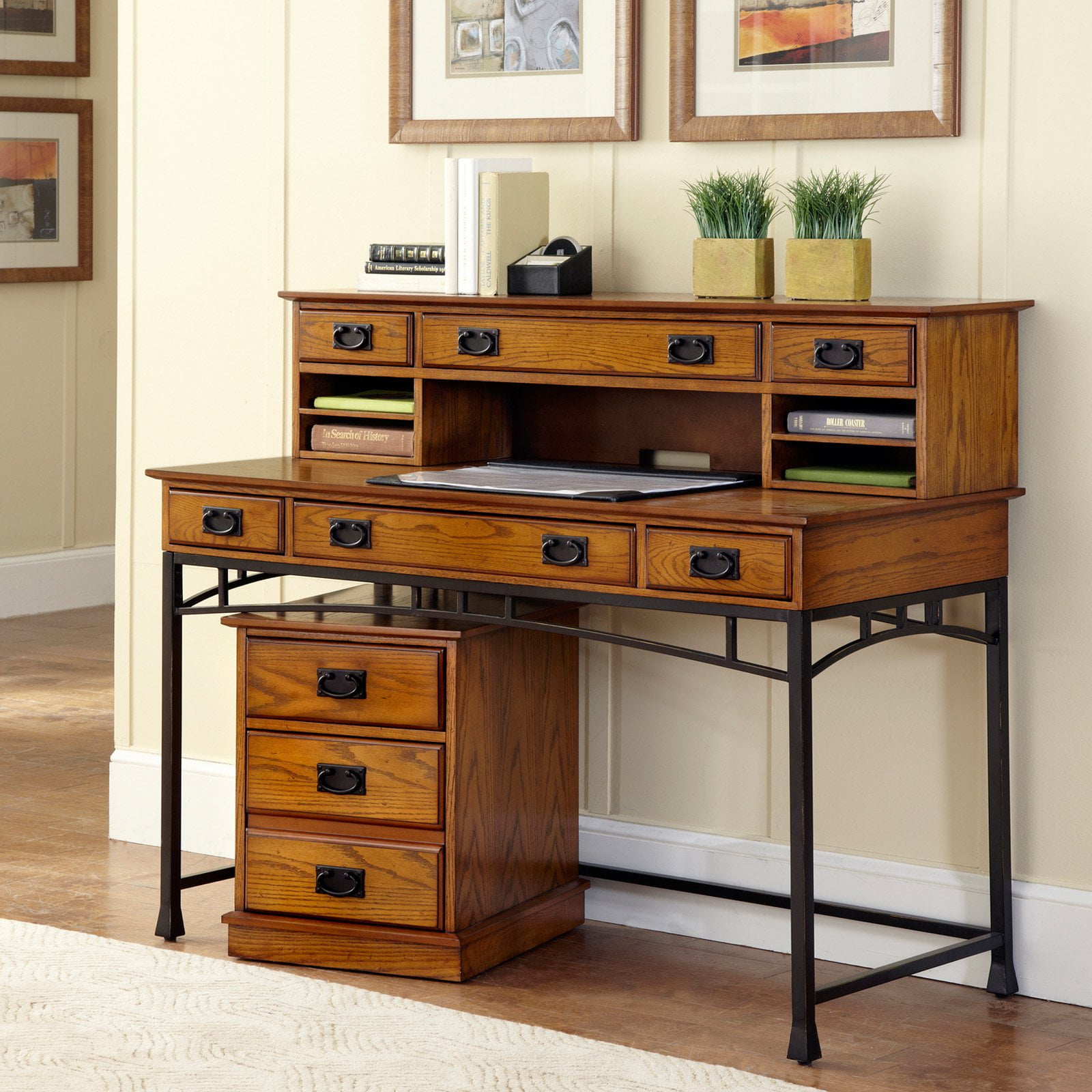 Modern Craftsman Executive Desk Hutch And Mobile File Walmart Com