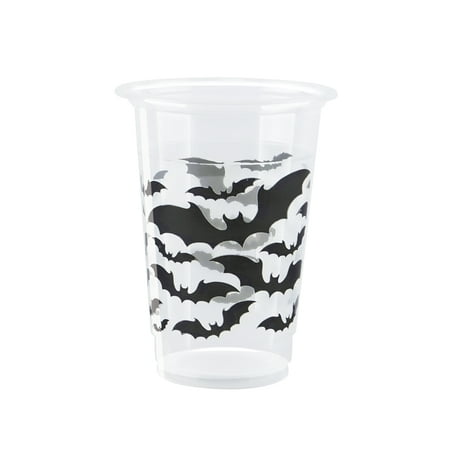 Black Bats Halloween Plastic 16oz Cups, 8ct