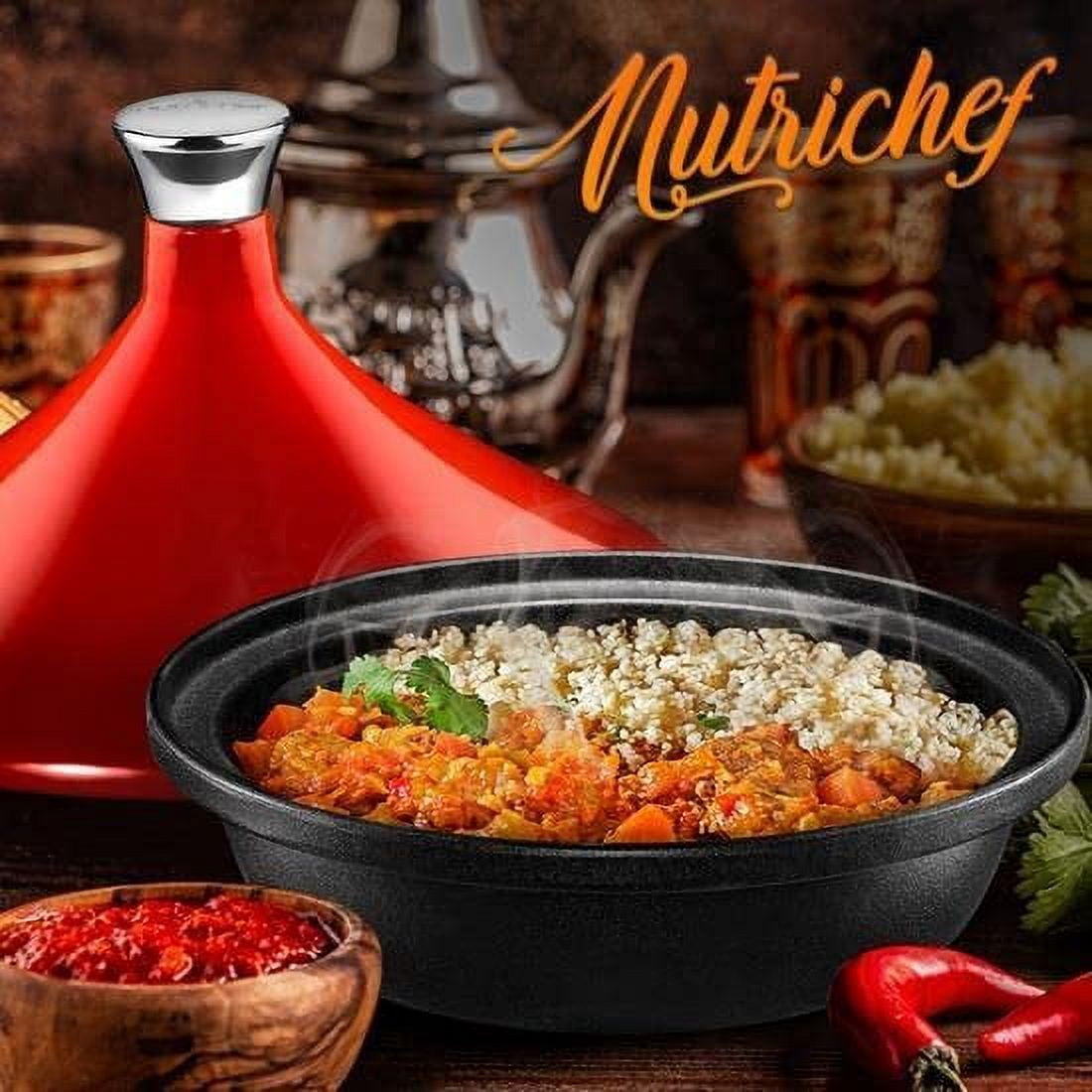 NutriChef Cast Iron Moroccan Tagine - 2.75 Quart Tajine Cooking