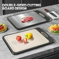thumbnail image 4 of Cutting Board Double Sided, AOKIWO 304 Stainless Steel Cutting Board for Kitchen, Large Size 16'' ×11'' Non Toxic Chopping Board, Food-Grade, Stainless Steel and Wheat Straw PP, 4 of 10