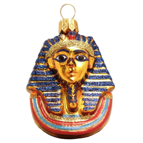 Mini Egyptian Mask of King Tut Polish Glass Christmas Ornament Tree Decoration