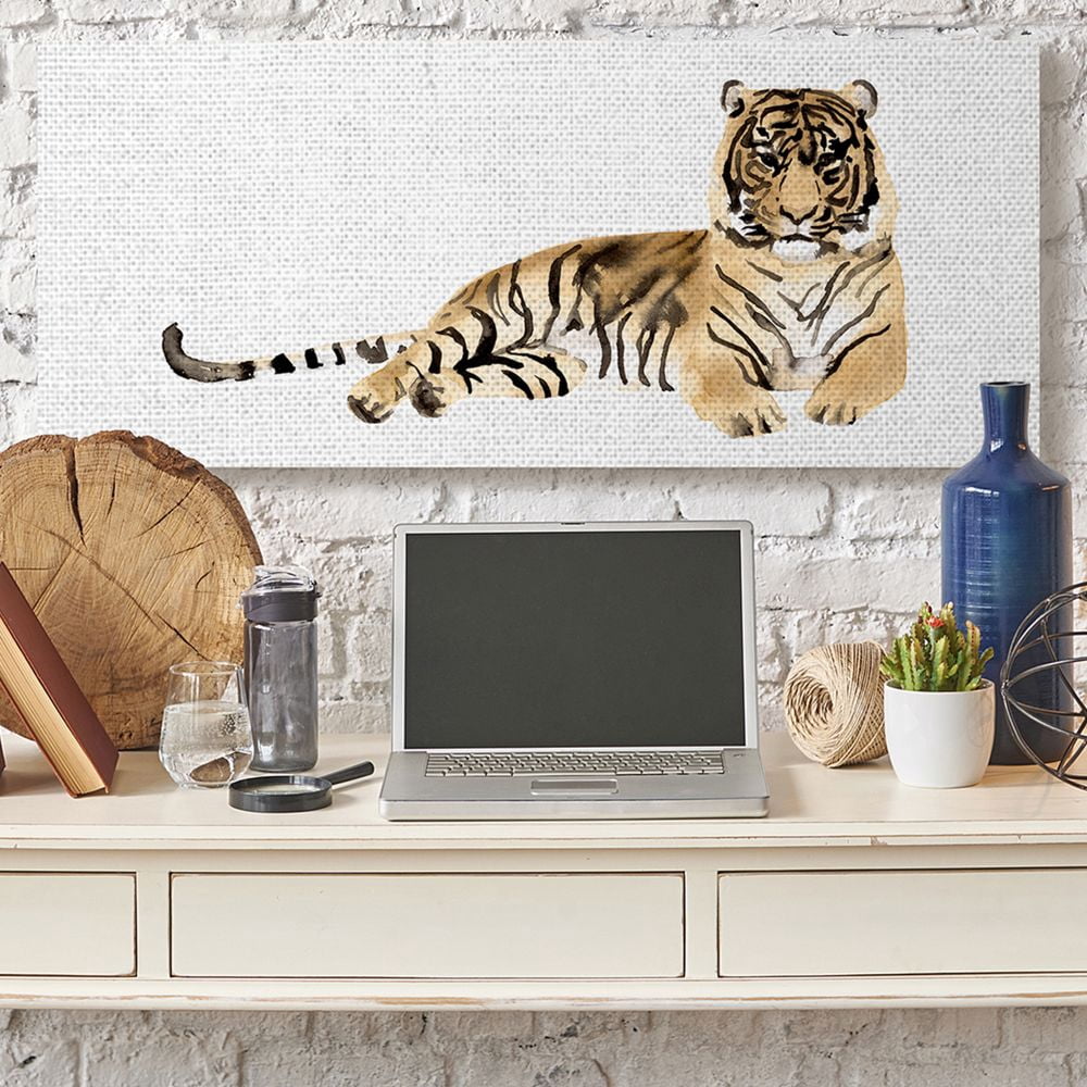 Stupell Industries Tiger Resting Orange Ink Watercolor Painting Canvas Wall Art by Victoria Borges