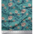thumbnail image 2 of Soimoi Tissu en Soie Imprimé Feuilles & Roses Tissu de Couture Yard 42 Pouces de Large, 2 of 3