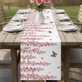 thumbnail image 4 of Butterfly Flower Table Runner - 120 Inch Long Watercolor Farmhouse Country Pink Floral Cotton and Linen Blended Dress Scarves Farmhouse Table Runner for Kitchen Dining, Coffee Table, 13" x 120", 4 of 8
