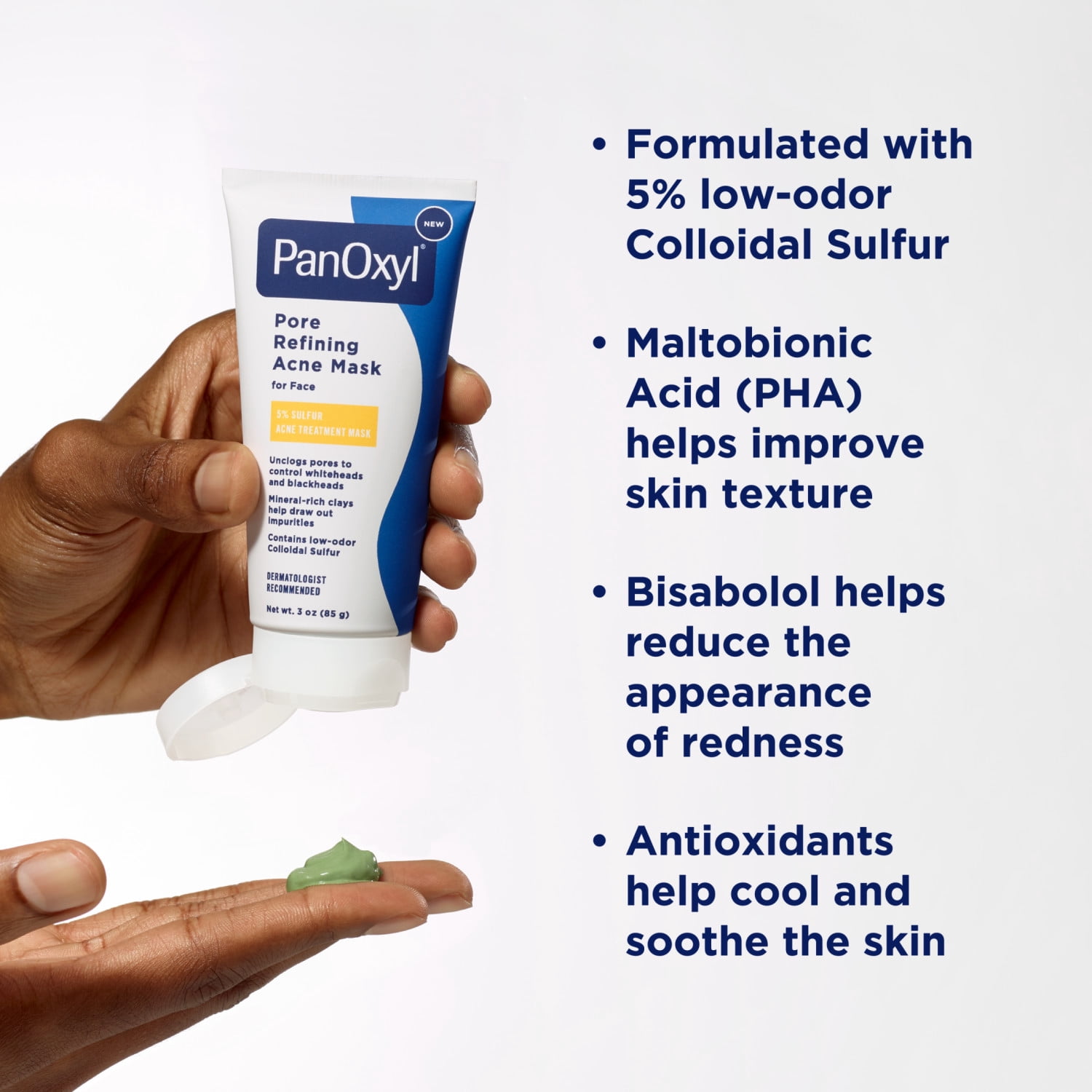 PanOxyl Pore Refining Acne Mask, 5% Sulfur, Unclogs Pores, 3 oz