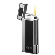 Caseti CAL243BK Caseti Ravensdale Chrome Plated Vertical Lines and Black Lacquer Flint Traditional Flame Lighter
