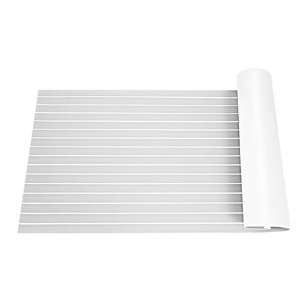 EVA RV Mat, 94.49×35.43 Inch Light Gray & White RV Mat, Non-Slip Striped Surface, Anti-Slip Rug for RV Boat Camper Floor Deck Protection