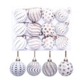 thumbnail image 2 of Shatterproof Christmas Ornaments Painted Vintage Tree Hanging Baubles Decorative Gift Set Holiday Party White 12 Pack, 2 of 9