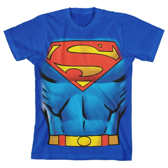 Superman Cartoon Cosplay Boy's Royal Blue T-shirt-X-Large