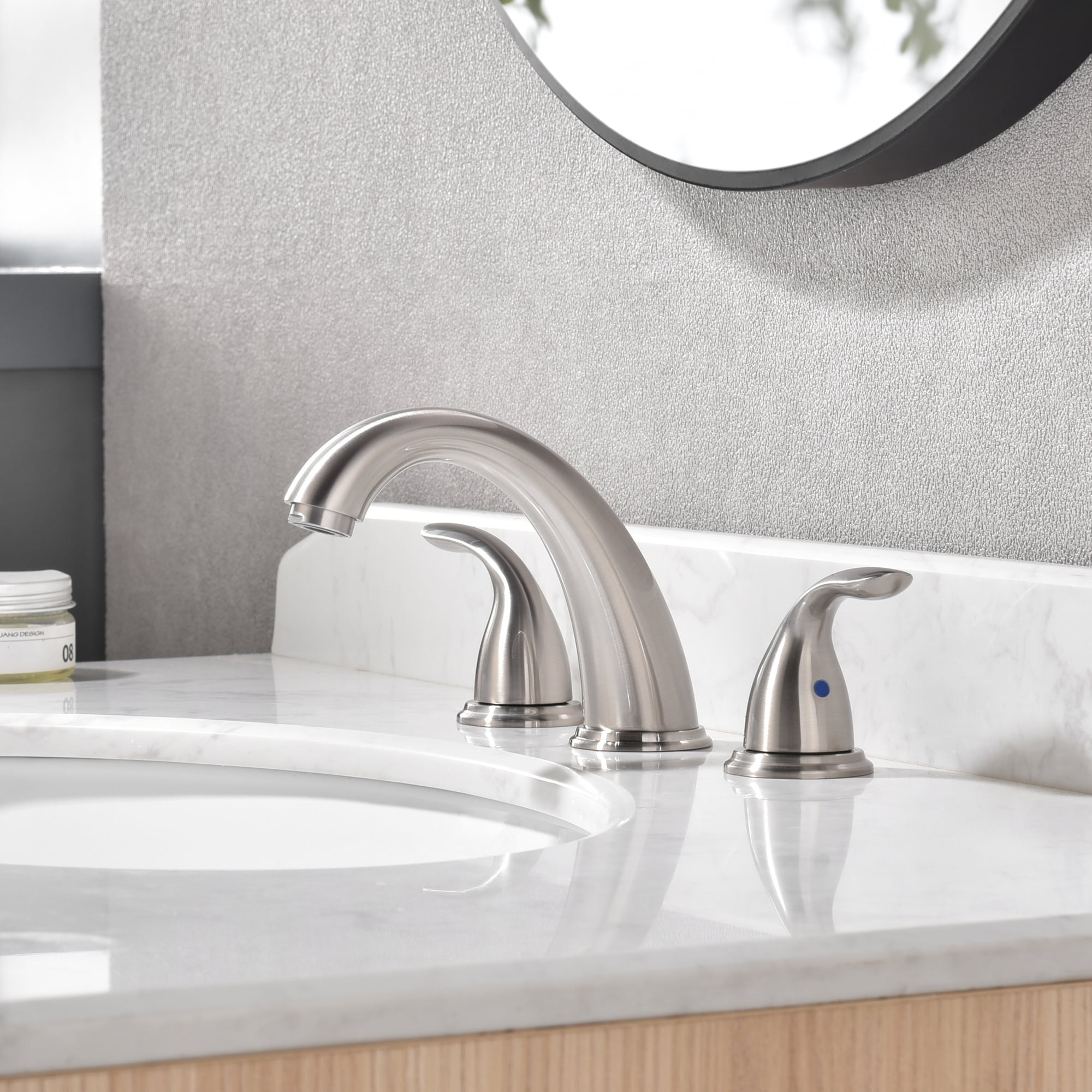 sumerain 8 Inch Widespread Bathroom Faucet 3 Hole 2 Handle Lavatory Sink Faucet, Brushed Nickel