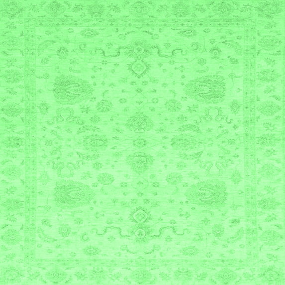 Ahgly Company Indoor Square Oriental Emerald Green Modern Area Rugs, 4' Square