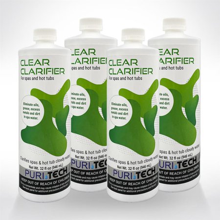 Puri Tech Spa Clear Clarifier 4 Pack Clears Up Cloudy Water Eliminates Dirt and Foam Extends Filter Life 32oz
