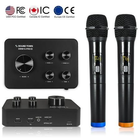 Sound Town SWM15-PROS Wireless Microphone Karaoke Mixer System with Supports HDMI ARC  Optical (Toslink)  Smart TV  Media Box  PC  Bluetooth  Soundbar  Receiver  AUX price history on PriceWatchPro