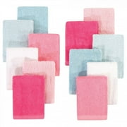 Hudson Baby Infant Girl Rayon from Bamboo Woven Washcloths 12pk, Coral Mint