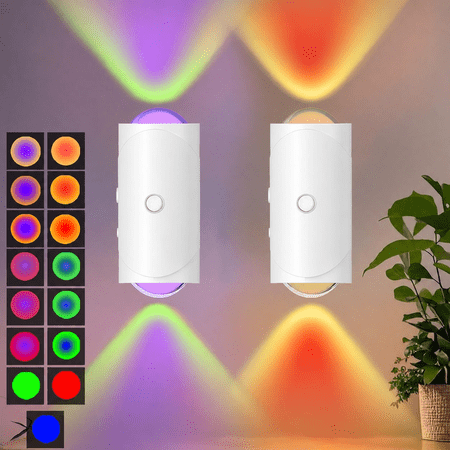 Auto Motion Sensor LED Night Light 7 Colors Rechargeable Magnetic Wall Lamp 2-Pack