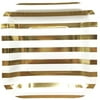 Just Artifacts Square Party Paper Plates (7.25in 12pcs) Metallic Gold Striped