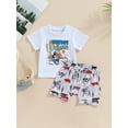 thumbnail image 3 of Elippeo Baby Boys Summer 2-Piece Clothing 6M 12M 18M 24M 3Y Western Print Short Sleeve T-Shirt and Elastic Shorts Outfits Set, 3 of 9