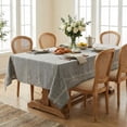 thumbnail image 4 of Sm:)e Fabric Openwork Farmhouse Style Linen Tablecloth 60x84 Inch, Yarn-Dyed Woven Table Cover for Dining Decor, Rectangle, Dark Gray, 4 of 9
