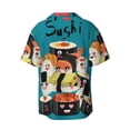 thumbnail image 2 of Xecao offers the I Love Sushi for Men's Casual Short-sleeved Shirt, a button-up collared shirt with a pocket, perfect for beach vacations and yacht travel in the Small size., 2 of 7
