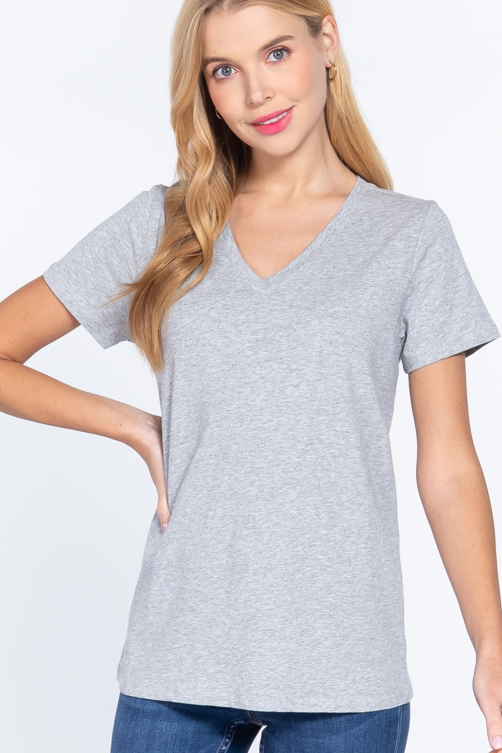 Short Sleeve V-neck Boxy Tee M 