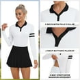 thumbnail image 5 of Women’s Colorblock Golf Polo Shirt Long Sleeve Collared V-Neck Quick Dry Tennis Top with UV Protection, 5 of 5