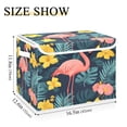 thumbnail image 5 of Yayeee Collapsible Cube Storage Bin with Lid Fabric Closet Decorative Basket with Handles, Pink Floral Flamingo, 5 of 7