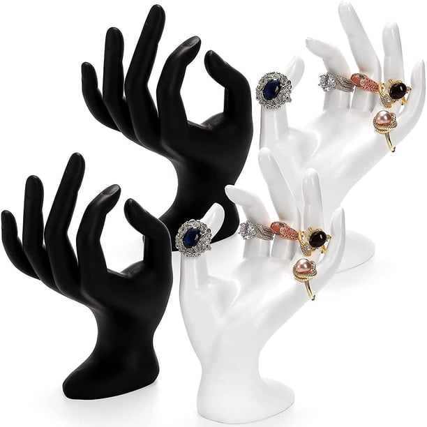 Paquete de 4 soportes de mano para anillos, soporte de exhibición de joyas de mano, exhibición de joyas con forma de anillo de pulsera de resina, soporte de reloj de joyería para la organización