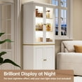 thumbnail image 7 of SELOOYE Kitchen Pantry Cabinet, 71" Modern Glass Display Cabinet with Wood Doors, Tall Storage Cabinet with Adjustable Shelves, Freestanding Cupboard for Living Room, Dining Room, Kitchen, White, 7 of 7
