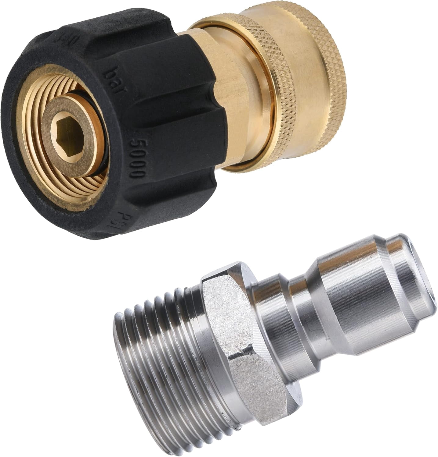HRTGFD-Pressure Washer Adapter Set, M22 to 3/8" Quick Connect for Pressure Washer Hose, M22 14mm to M22 Metric Fitting, 5000 PSI