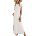 thumbnail image 1 of Vestido de verano Zeagoo casual holgado con cuello redondo maxi blanco L, 1 of 6
