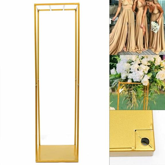 Gold Metal Wedding Arch, Adjustable Square Frame for Events, Indoor/Outdoor Decoration, Easy Assembly, Sturdy & Portable, Ideal for Weddings & Parties