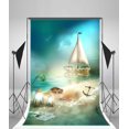 thumbnail image 1 of EREHome Polyester Fabric Fantasy Sea Backdrop 5x7ft Sailboat Turtle Lamps Starfish Sandbeach Fairy Tale Photography Background Video Studio Props Children Baby Kids Portraits, 1 of 3