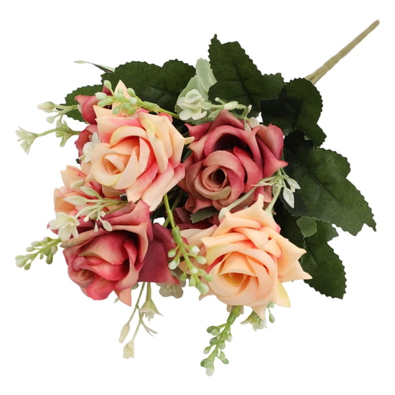 ZFSBZBS 1 Bundles 12.2 Inch Artificial Rose Flowers Hydrangea Bouquet Floral Arrangements Bulk for Vase Home Wedding Party Centerpiece,Gold