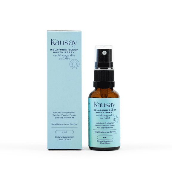 Kausay Melatonin Sleep Mouth Spray – Sugar-Free Fast-Absorbing Mint Formula with GABA, Ashwagandha, Valerian – 30 Servings, Vegan
