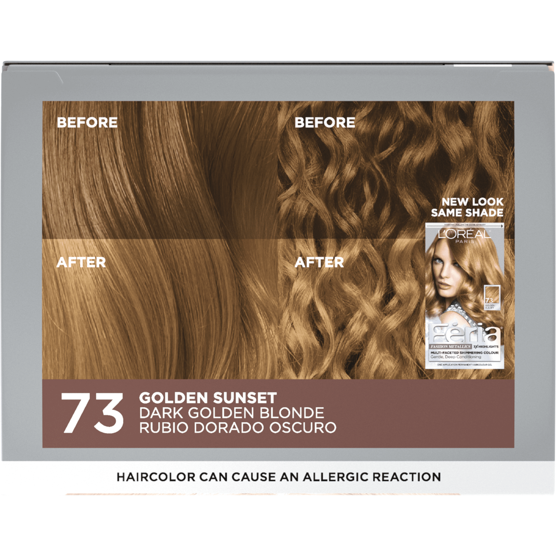 L'Oreal Paris Feria Permanent Hair Color, 73 Golden Sunset Dark Golden Blonde