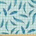 thumbnail image 2 of Ambesonne Feathers Fabric by the Yard Upholstery, Fuzz Pattern Winter Colors, 5 Yards, Sea Blue Pale Azure Blue, 2 of 5
